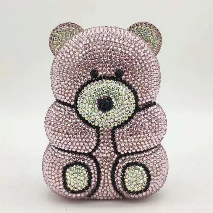 
High Quality Ladies Party Bear Rhinestone Clutch Evening Bags Women Bling Crystal Bear Clutch Bag Crystal Purse For Woman 