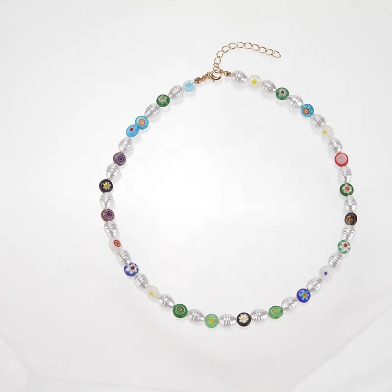 Хит продаж ювелирные изделия y2k бохо жемчужные бусины колье-чокер женские Девушки милые цветы глаза улыбка лицо кулон ожерелья