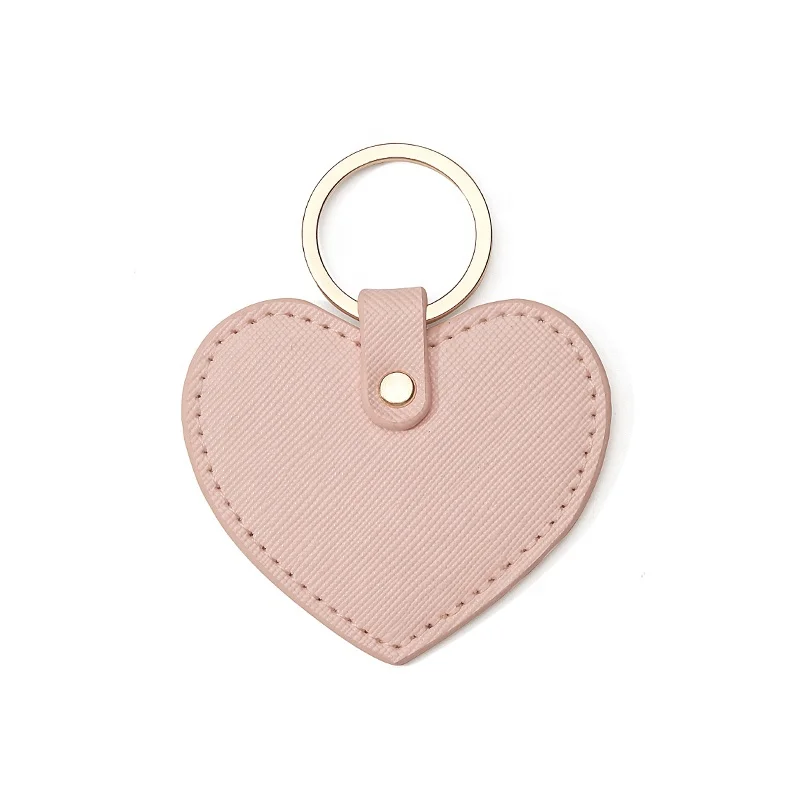 Personalized saffiano leather cute heart keychain