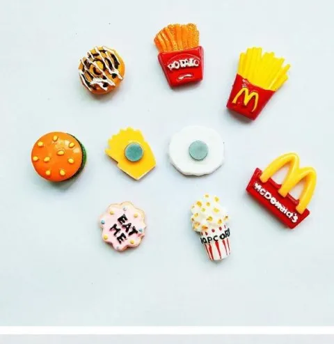 Cute M fries hamburger cartoon creative 3d magnetic button refrigerator magnets magnets home decorations