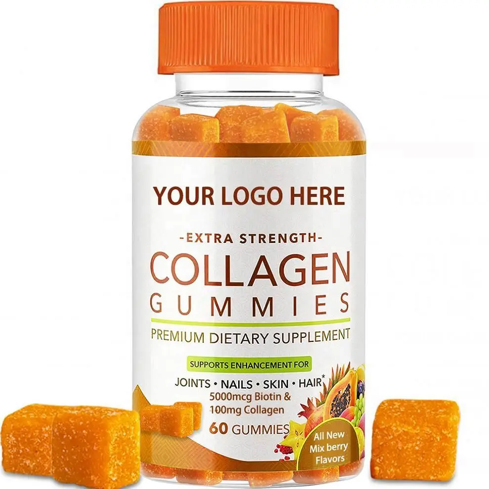 In stock Formula With Biotin And Hyaluronic Acid Promotes Hair Nail Skin Healthy Made Peptides Gummies Collagen   ready to ship