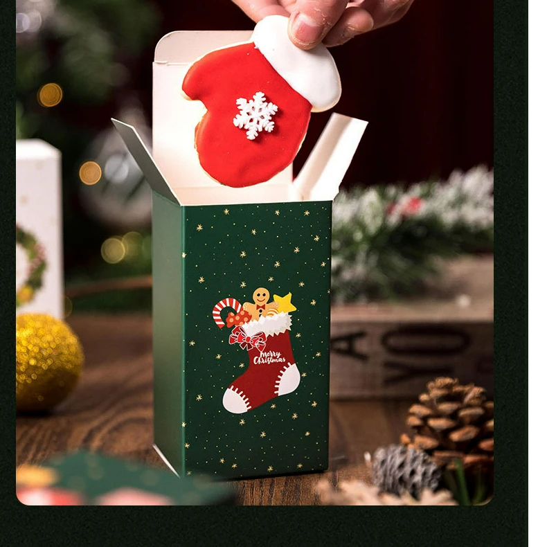 Creative designed foldable paper biscuit packaging boxes christmas cookie gift box  with window