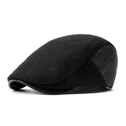 2019 Autumn Winter Warm Flat Caps For Men Hat Unisex Korean British Style Colorblock Woolen French Beret Cap Women Hats Berets
