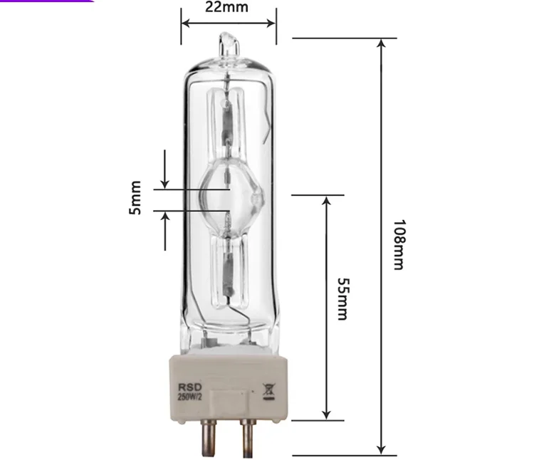 HoneyFly Metal Halide Lamp GY9.5 100V-240V 250W/2  200W 800K Single End Computer Moving Head Light Bulb Stage Light