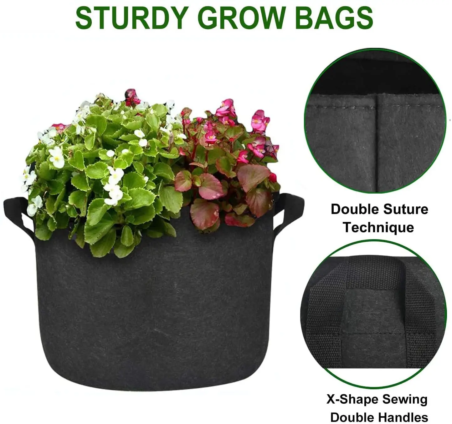 1/2/3/5/7/10/15/20/25/40/60/100 Gallon  Non-woven Fabric Potato nursery Plant Vegetables mushroom bag Garden Grow Bags