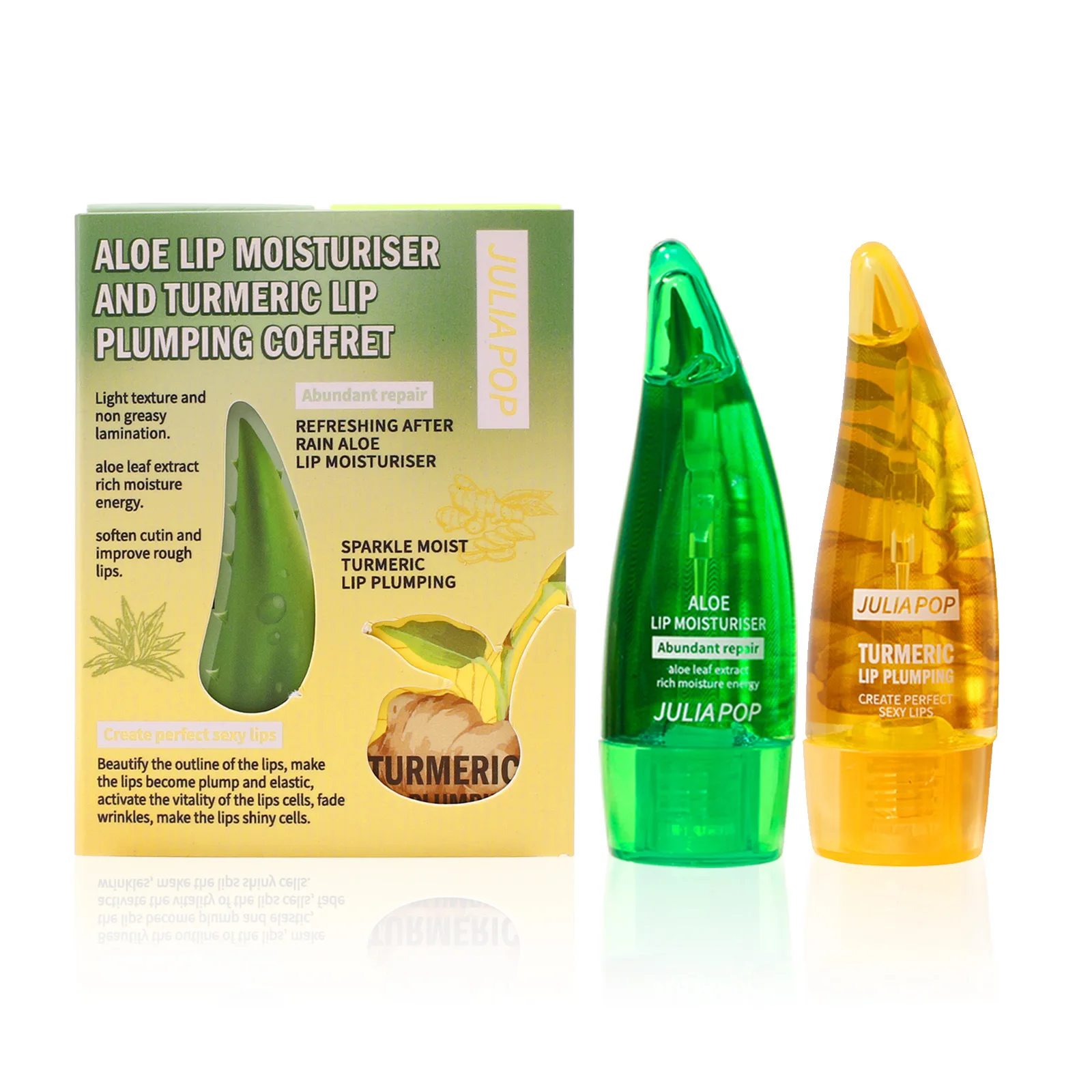 2 Pcs/set Plant Extract Moisturizing  Nourishing Repairing Plumping Lips Improving Lip Lines Ginger Aloe Vera Lip Balm