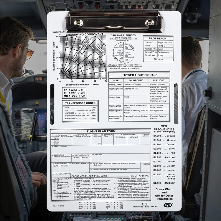 Aviation kneeboard aluminum clipboard air pilots VFR