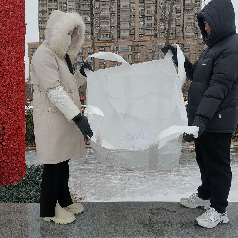 Jumbo Bag Big Bags Scrap Pp 500 1000kgs Top White Skirt Cross Flat Color Printing Feature Weight Bottom Loop Safety Material