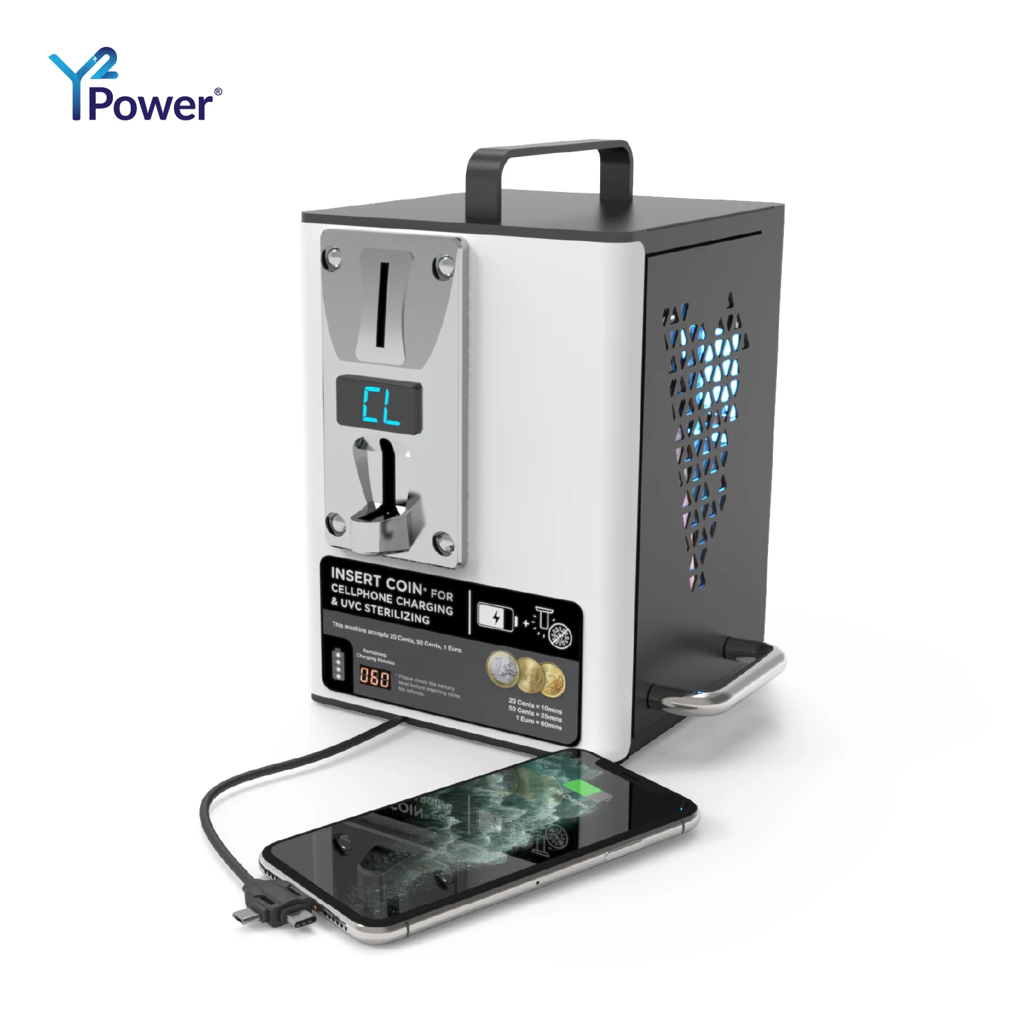 2020Best Sell Product Y2Power YOOPLUS Coin Operated Desktop Mobile Clean &Charge Station PB-CU01-Y2 Power Bank Charger 30000 mAh