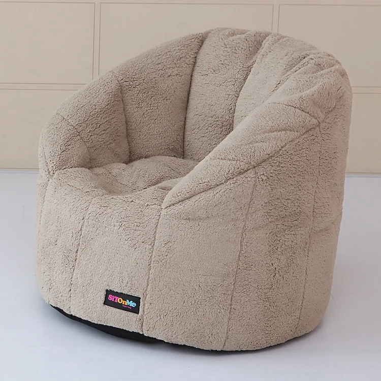 Living Room General Use Beige Fleece Morocco Seat Chair Customize Indoor Bean Bag Sofa