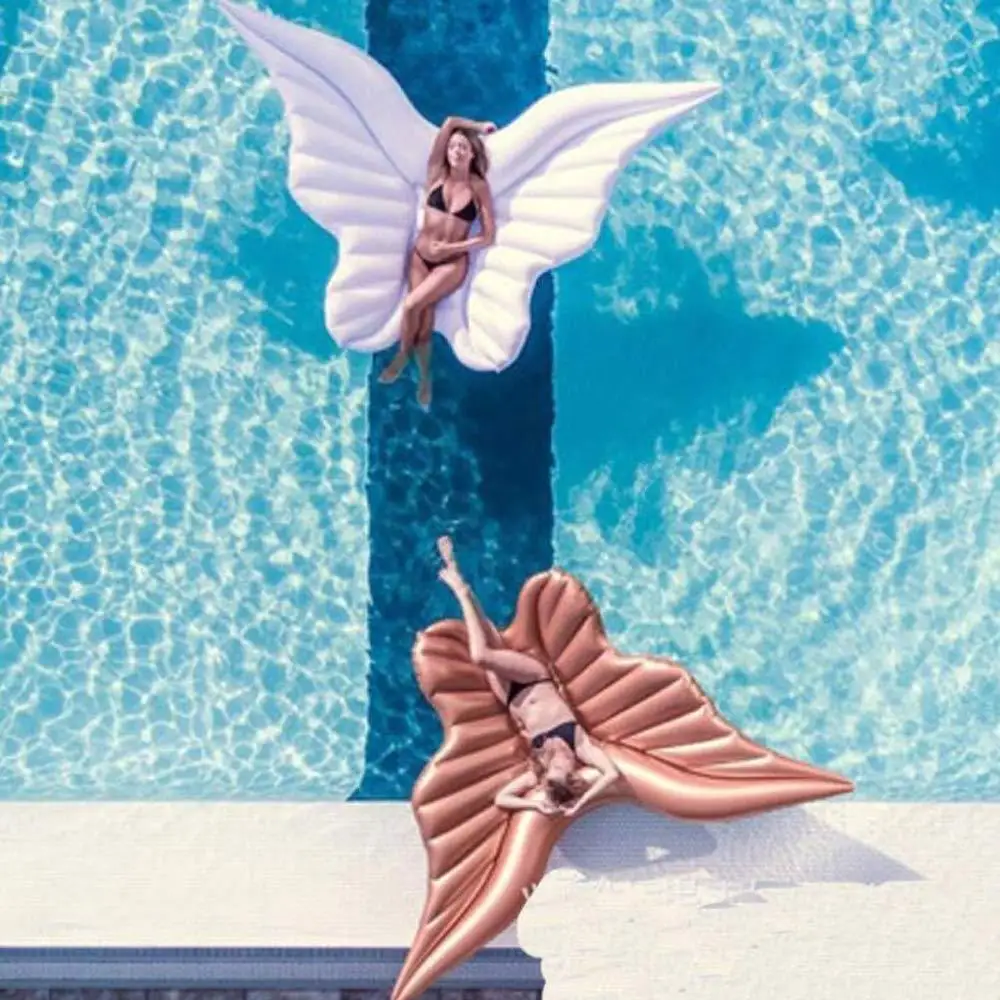 Inflatable butterfly wings floating on the floating bed angel wings playing in the water floating pad