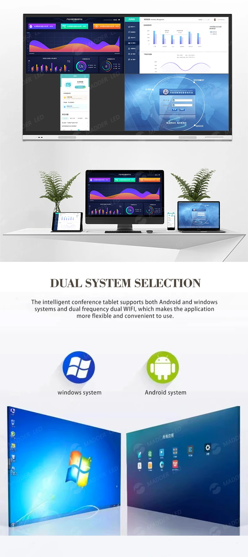 Hd Touch All-in-one LCD Machine for School Conference Presentation Education 55~100inch Smart Whiteboard