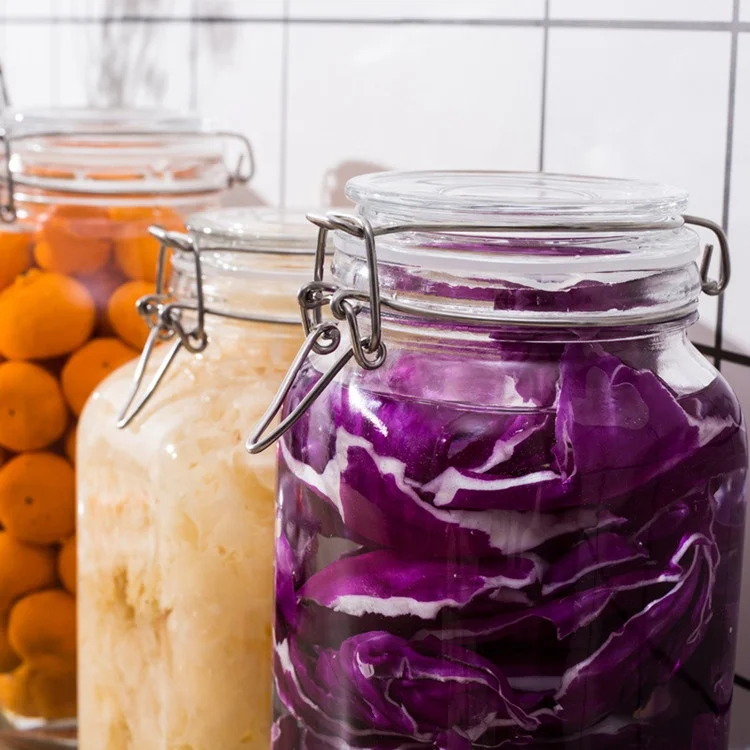
Best 2L Large Storage Airtight Seal Lock Lid Glass Jar for Kitchen 