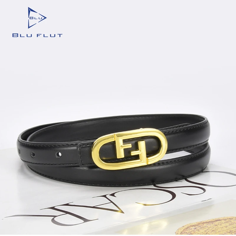 Blu Flut luxury leather belts custom logo alloy buckle belts for lady girls slim belt