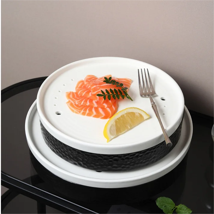 2024 Other Hotel & Restaurant Sushi Plates & Dishes Molecular Gastronomy Dry Ice Dishes High Quality Matt Ceramic Dry Ice Plate
