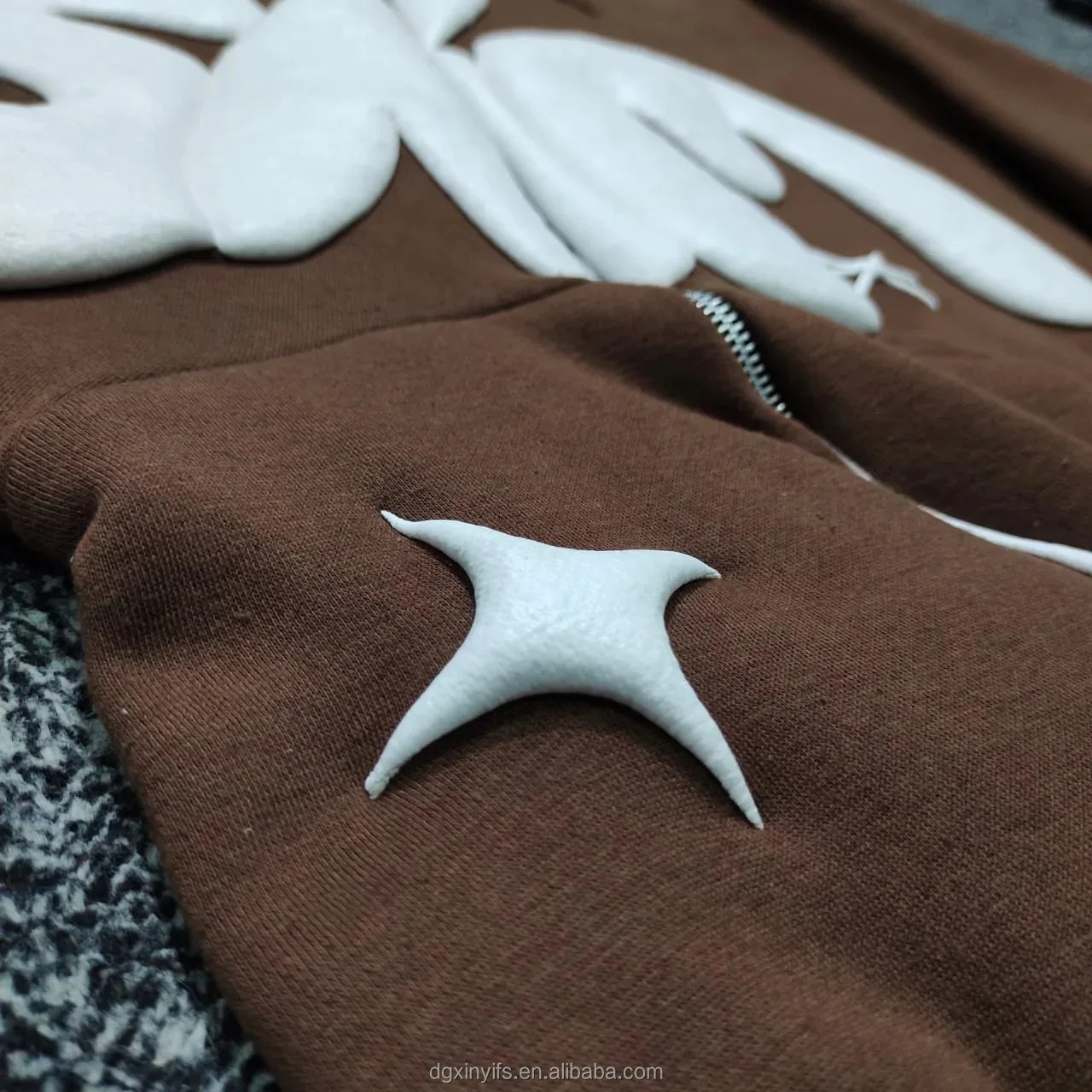 Custom Manufacturer Y2K Men French Terry 100% Cotton Low Minimum Oversized 3D Logo Full Face All Zip Up Hoodie Puff Print