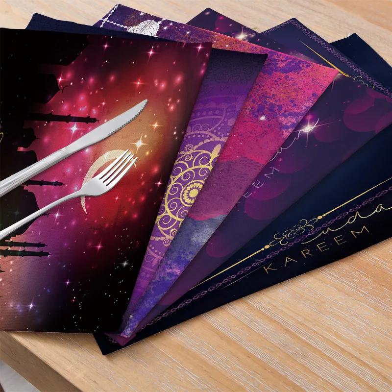 
EID Festival Decoration Cotton Linen Placemats For Home Table Decoration 