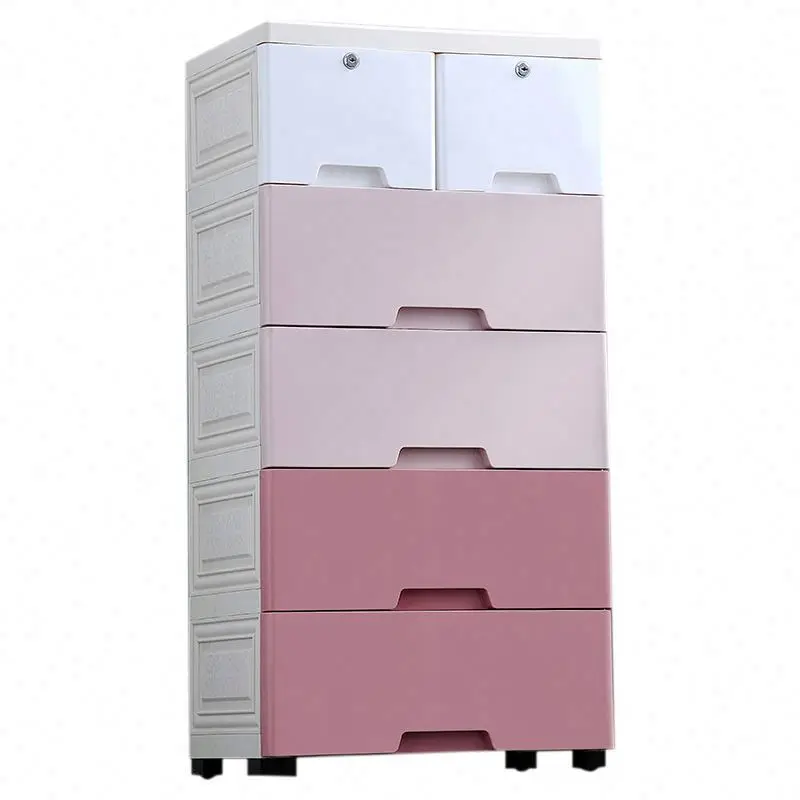 Hot Sell Colorful Baby Wardrobes Plastic Assembled Children Toy Drawer Storage Cabinet