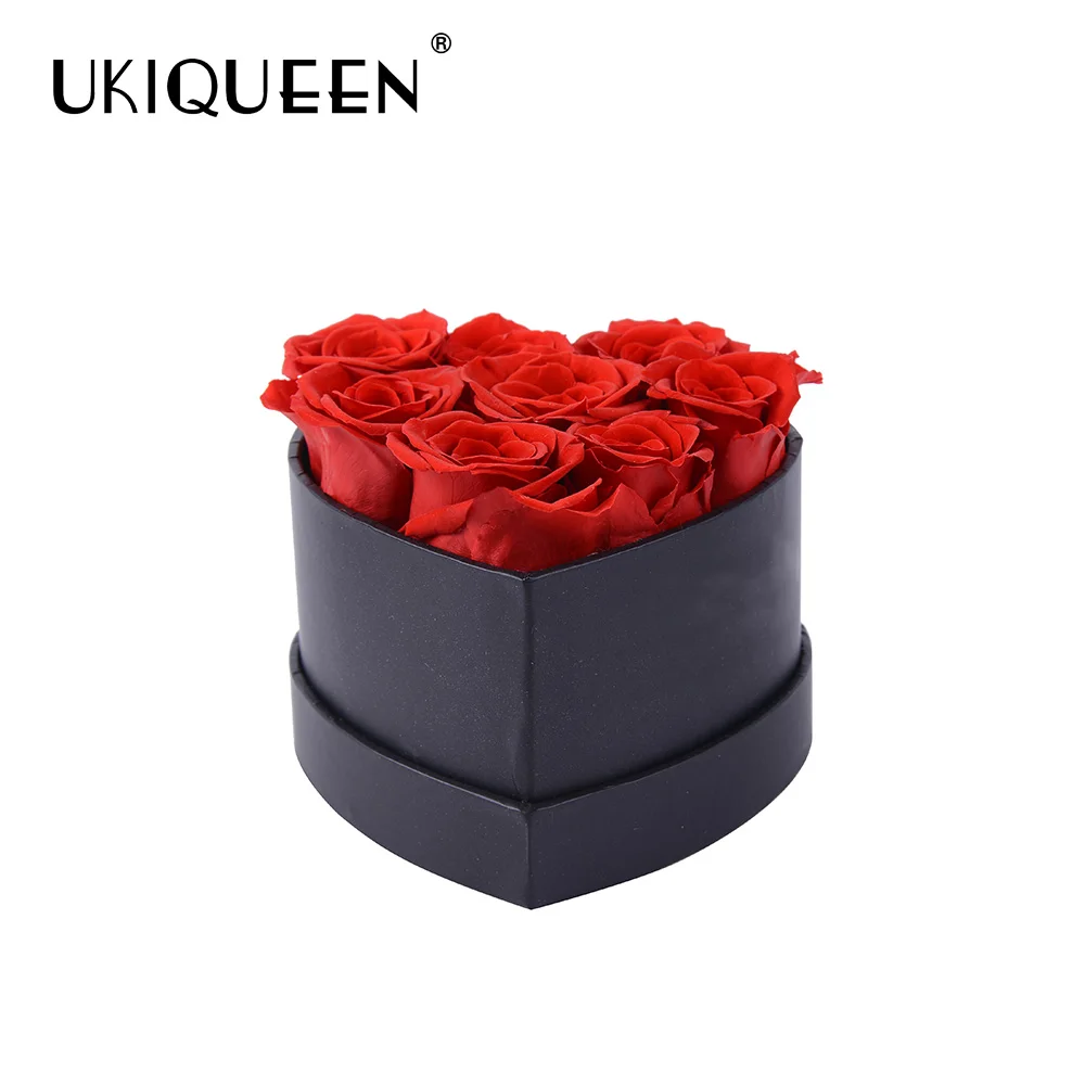 UKIQUEEN Wholesale Wedding Decor High Quality Heart Shaped Flower Box With Sponge For Preserved Roses