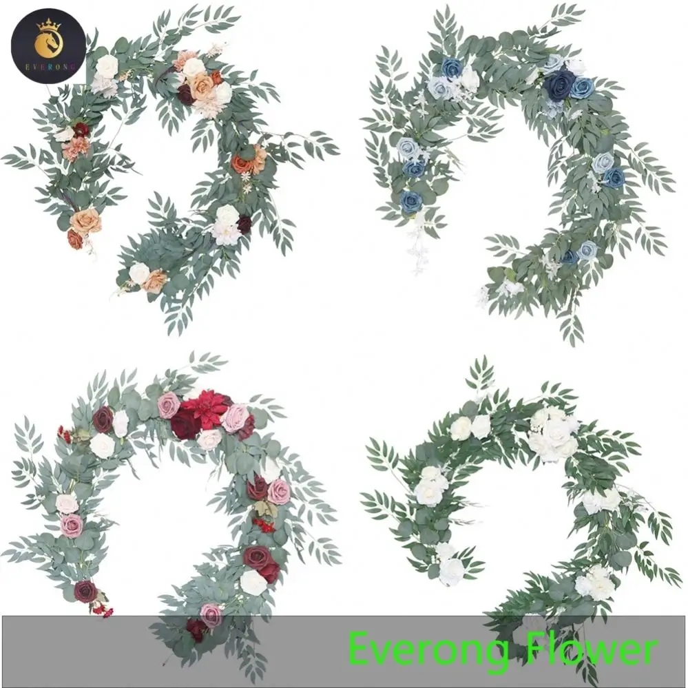 Wedding Centerpieces Decor Arch Flower Backdrop Willow Eucalyptus Leaf Garland with White Flower