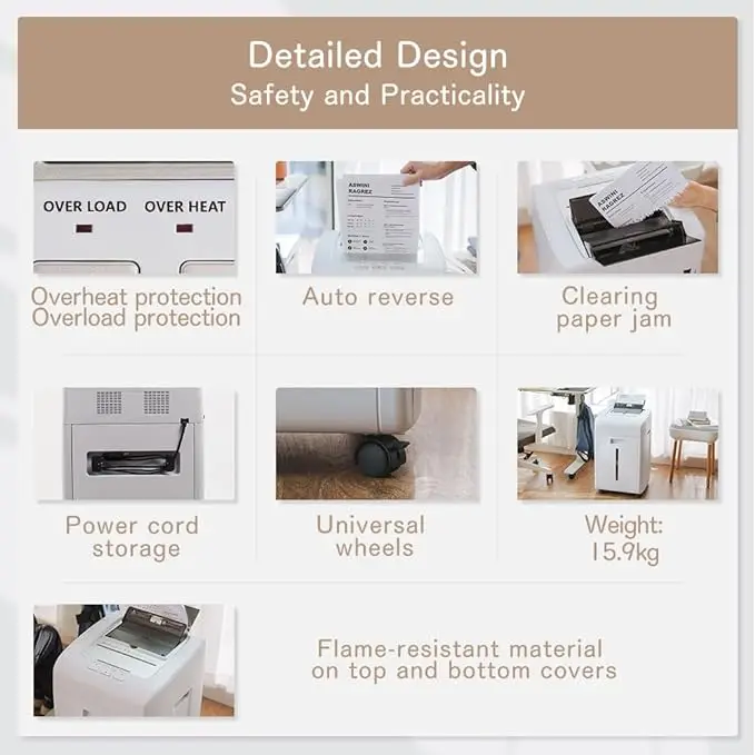 Q8 Manual/Electric Cross-Cut Paper Shredder 200 Sheet Security Grade P-5 with CD & Credit Card Staples