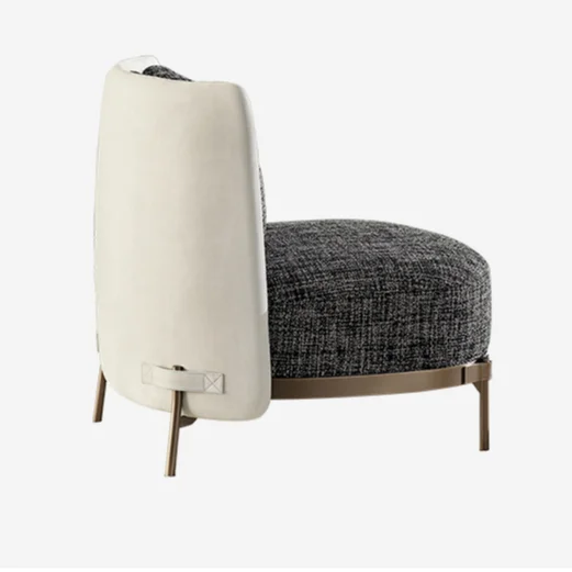 Modern nordic living room chair gold stainless steel leg leisure chair metal frame fabric leather hotel chair with armless