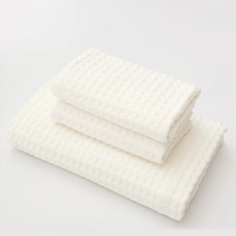 Wholesale Solid Color Hotel Towels Bamboo Bath Towel Set 100% Cotton Waffle Towels