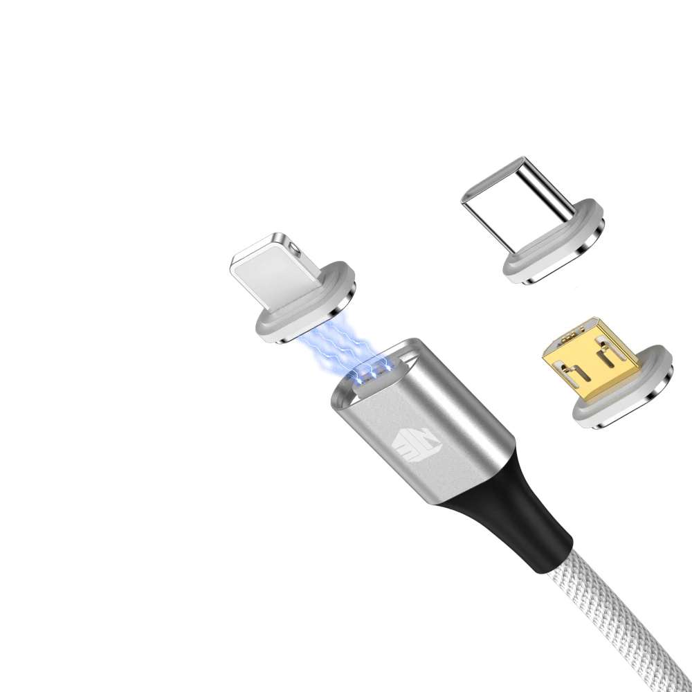 
2 in 1 Cable Magnetic USB Charger USB Charging Data LED Metal Micro USB Function Cables Magnetic Phone Charger 