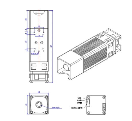 Diaotu High Power 80W laser module laser head Professional cutting module cutting 8mm plywood one pass With regulator wood tools
