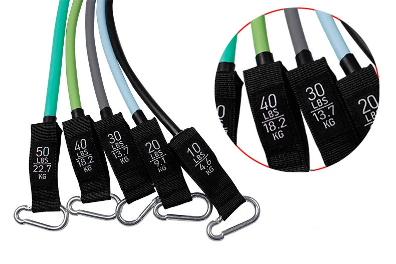 11 Pieces Gym Fitness Equipment Pull Rope Door Mounted Resistance Tube Band 150 lbs