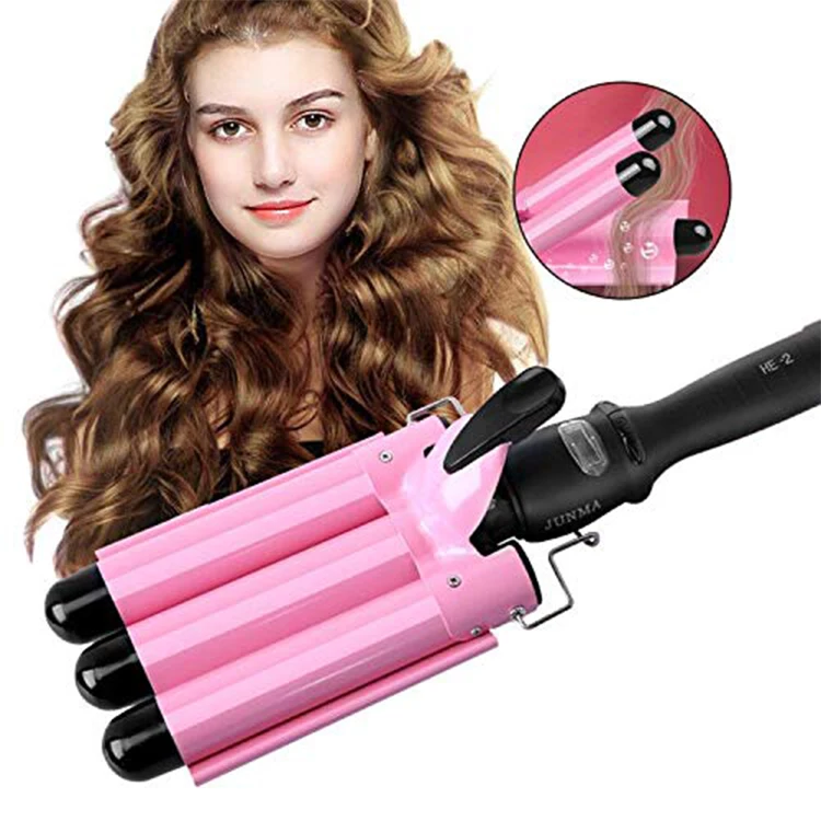 2022 High Quality 3 Barrel Deep Waver Hair Curling Iron Electric Three Barrel Hair Curl Machine Rotating Hair Curler