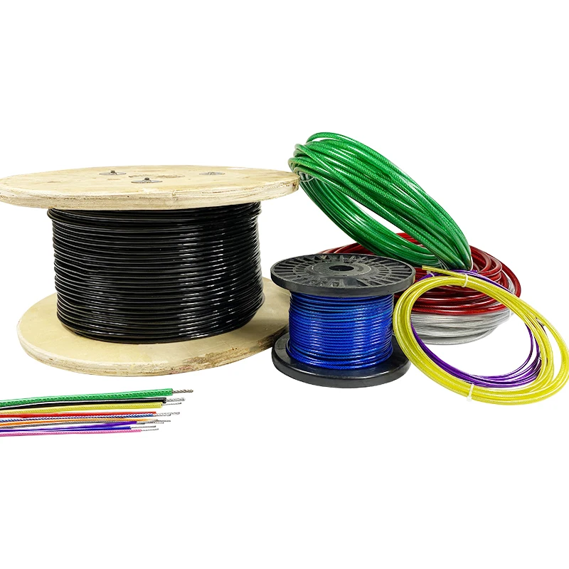 7*7 galvanzied steel wire rope 3mm 5mm PVC coated wire cable customized color