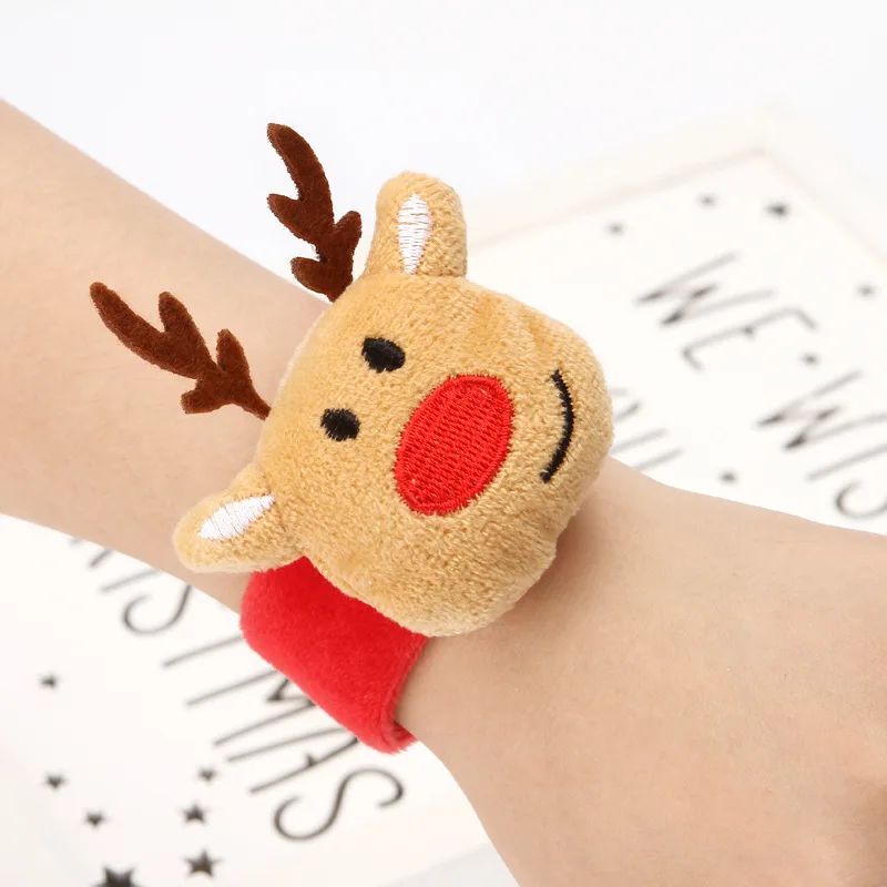 Christmas decorations Christmas Toys Hand Ring Santa Snowman Plush Hand Circle Christmas Children Gift Hand Slap Clap Bracelet