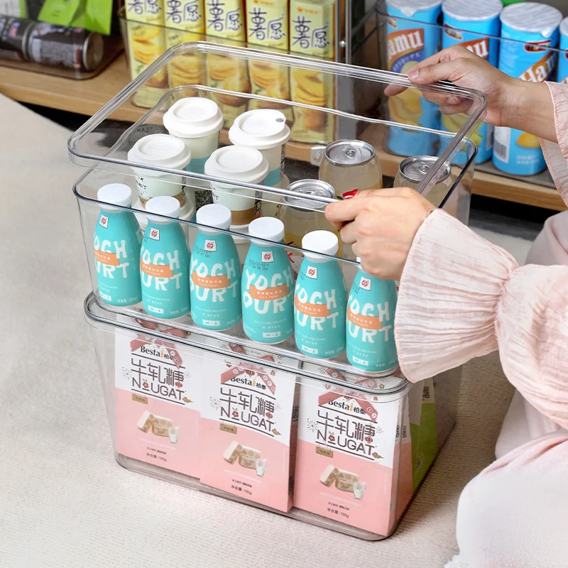 Chenyi Snack Beverages Organization with Lids High Transparency Organizer Bins Clear Plastic Storage Box Dry Fruit Serving Tray