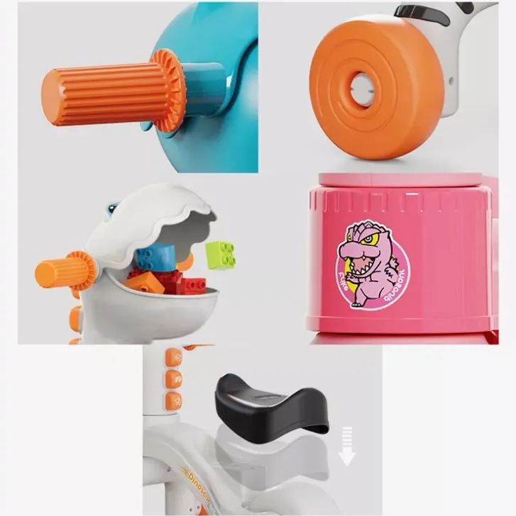 3 Wheels Lights Music Fun Safety Trikes Cartoon Dinosaur Toy Baby Walker Ride On Car Sliding Tricycle For Toddler