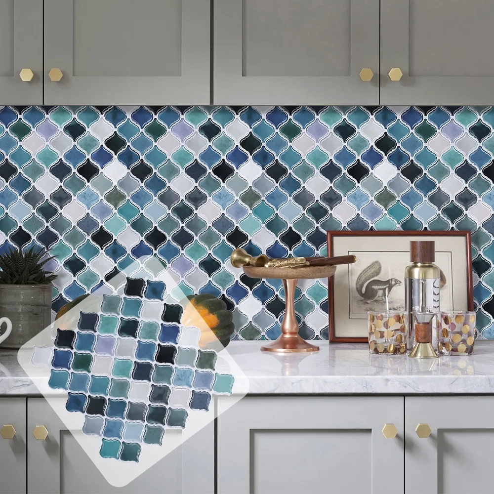 Thicker Green Lantern Sticker Marble Self Adhesive Wall Tiles Waterproof Anti Mold Easy Stick on Backsplash For Bathroom