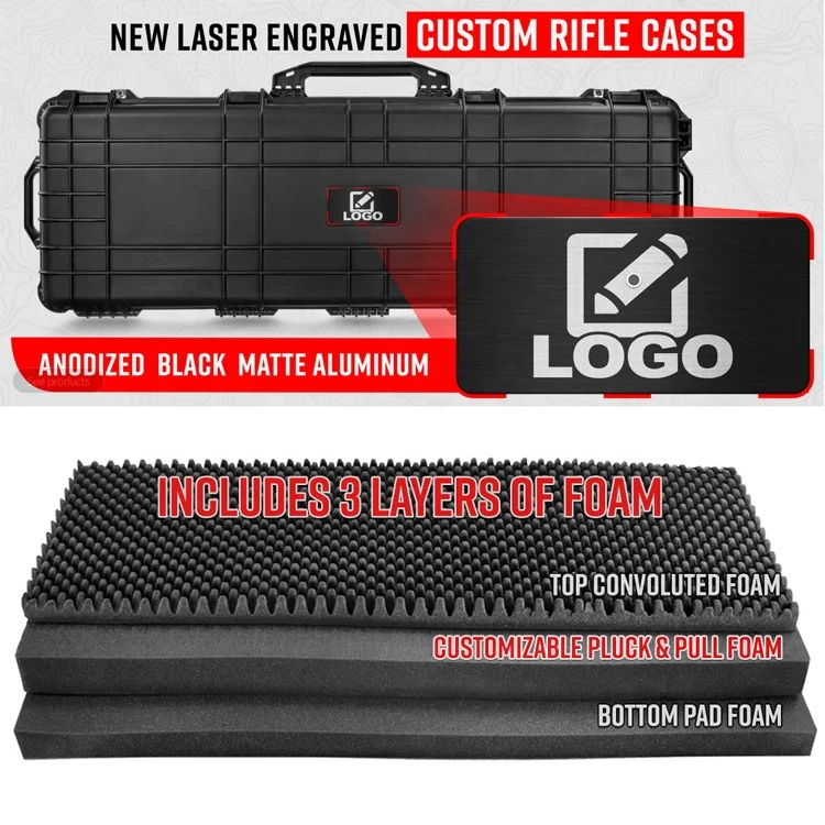 Factory Custom  Waterproof hard plastic gun case suitcase with pick pluck foam