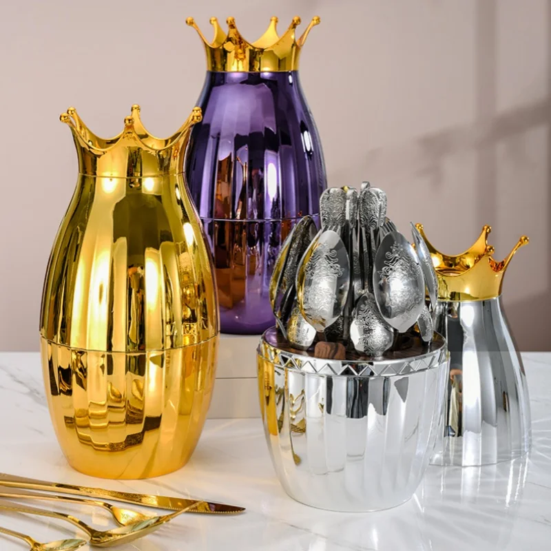 Top Seller 24-piece Stainless Steel Spoon Fork Knife Set With Handle Pattern Luxury Diamond Type Lattice Egg Shape Package