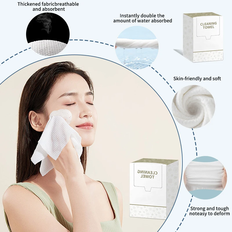 Custom Disposable Soft Extra Thick Cotton Tissue Face Towels for Skin Cleansing and Cleaning Purposes