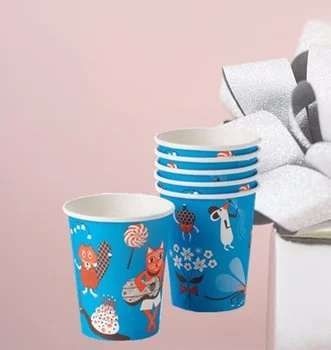9oz Holiday Paper Tea Cup Cartoon Kids Birthday Party Disposable Paper Cups
