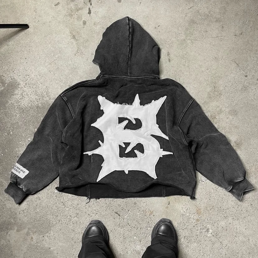 wholesale men cropped thick custom hoodie manufacturer high quality luxury graphic embroidery crop top acid wash cut hoodies