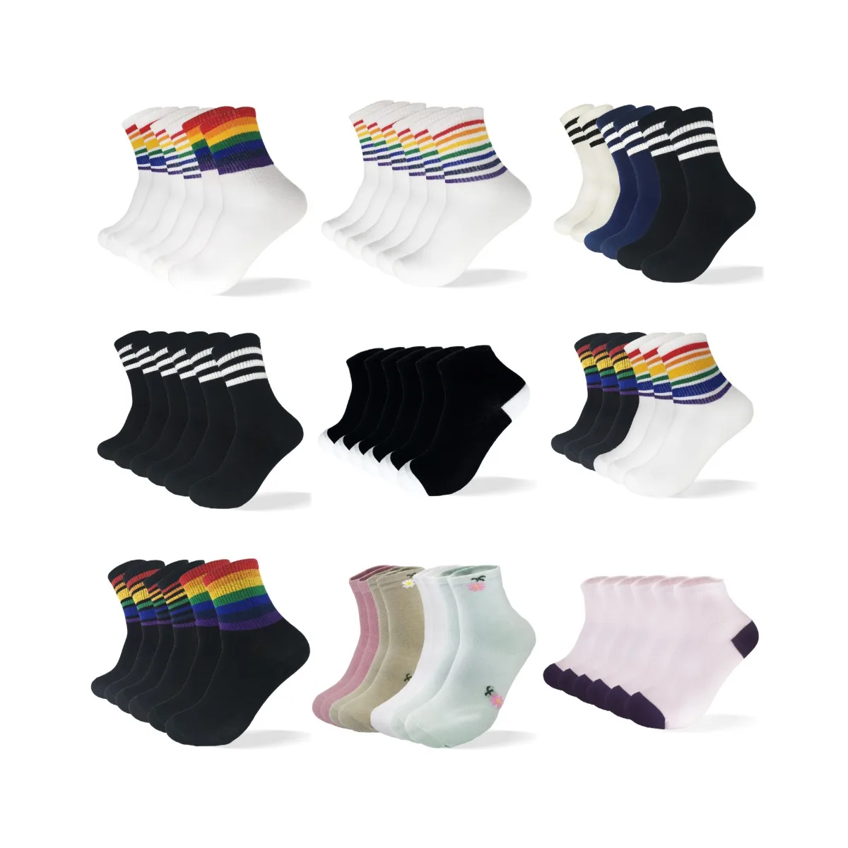 2021 low MOQ spot straight hair daily socks sports and leisure socks cotton customizable cotton socks for adult