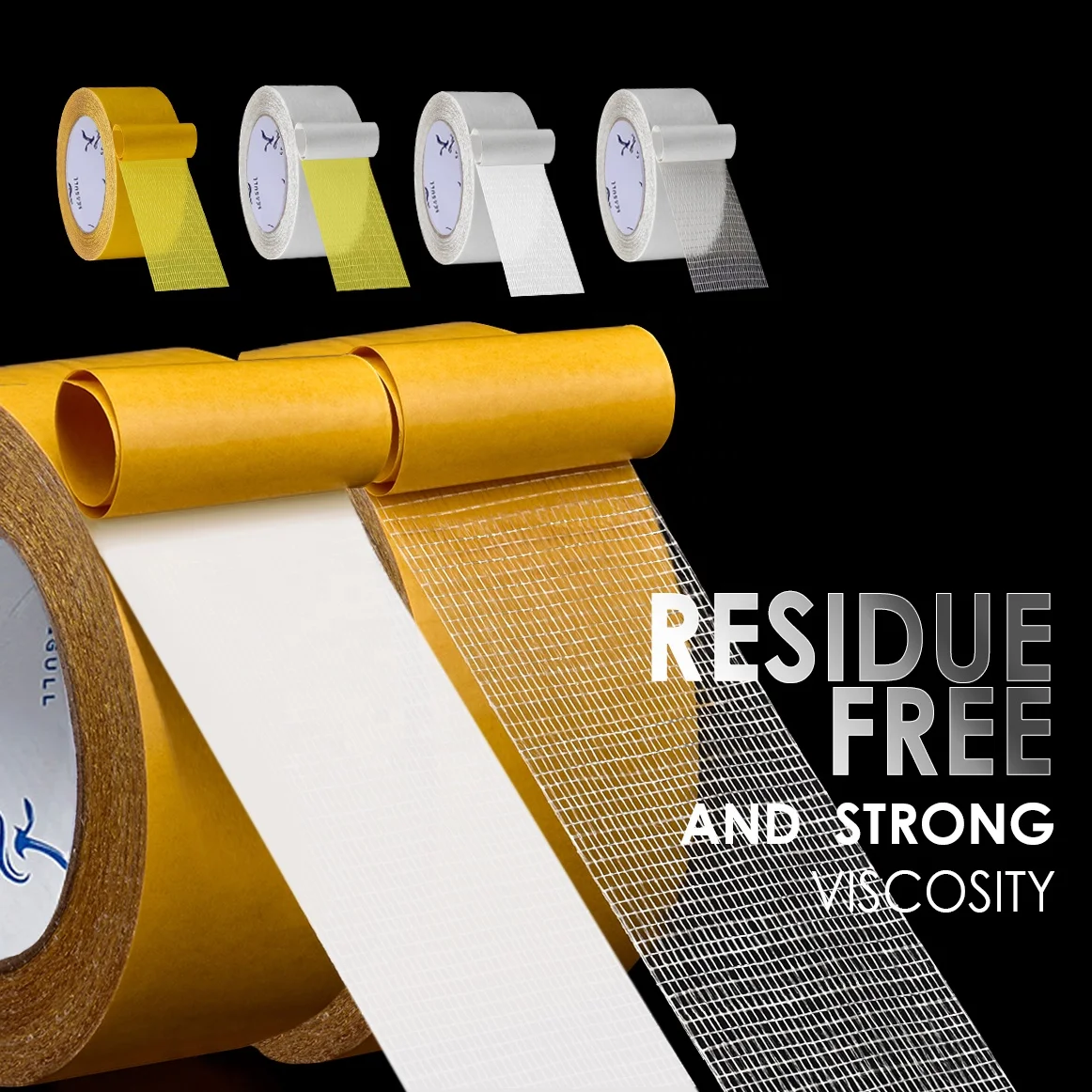 Removable no residue yellow double sided cloth duct carpet rug laying fixing adhesive tape for carpet edge binding