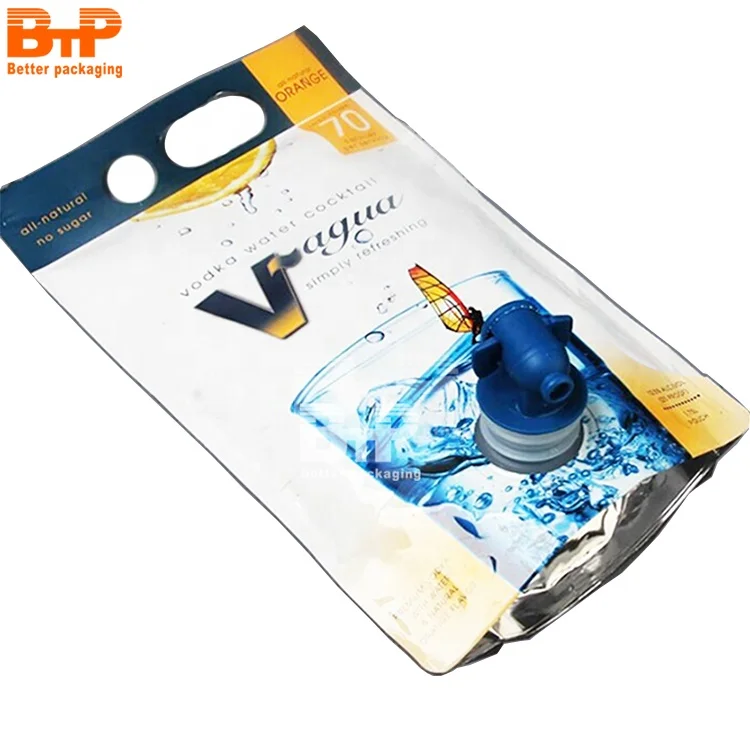 1.5 Liter Liquid Packaging Bag with Vitop Valve Stand up Pouch for Juice Wine Water Package with Handles