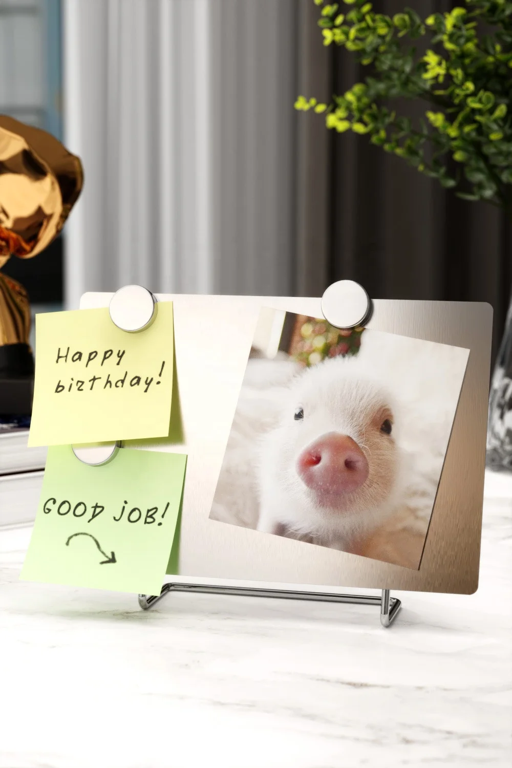 Magnetic Bulletin Board with Stand Mini Magnetic Memo Board Magnet Board Easel for Displaying Photos Notes Cards Poem Spices