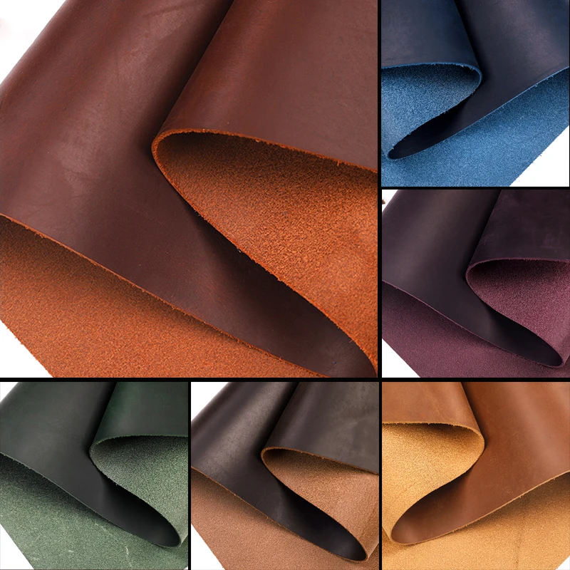 Vintage Oil Tanned Leather First Layer Crazy Horse Leather Material for wallet handbag shoes craft