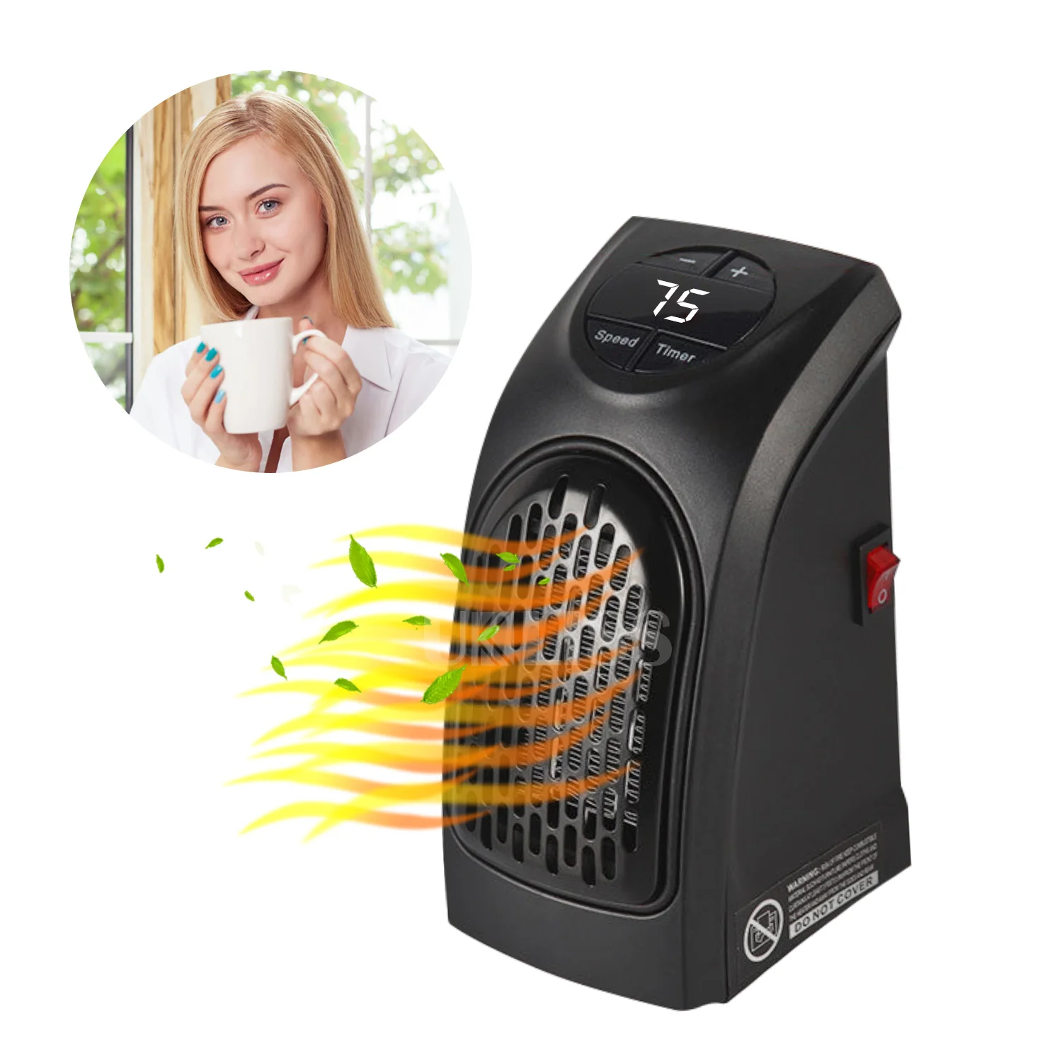 Warm Fast Heating Wall Mounted 400W Electric Mini LCD Portable Room Heater Fan