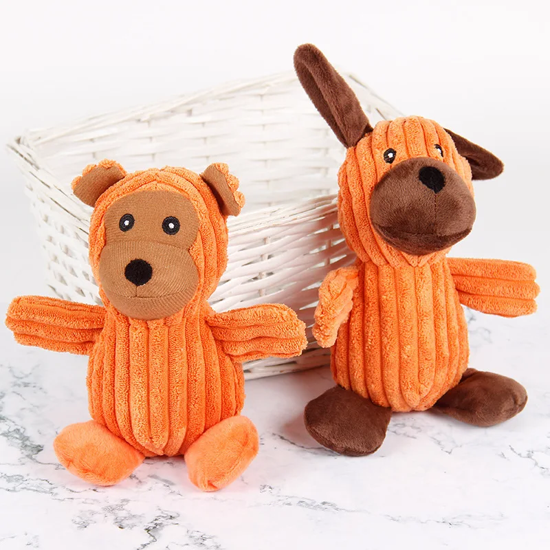 eco friendly multi-colors durable cartoon animals design pet vent training corduroy soft dog interactive IQ chewing sound toys