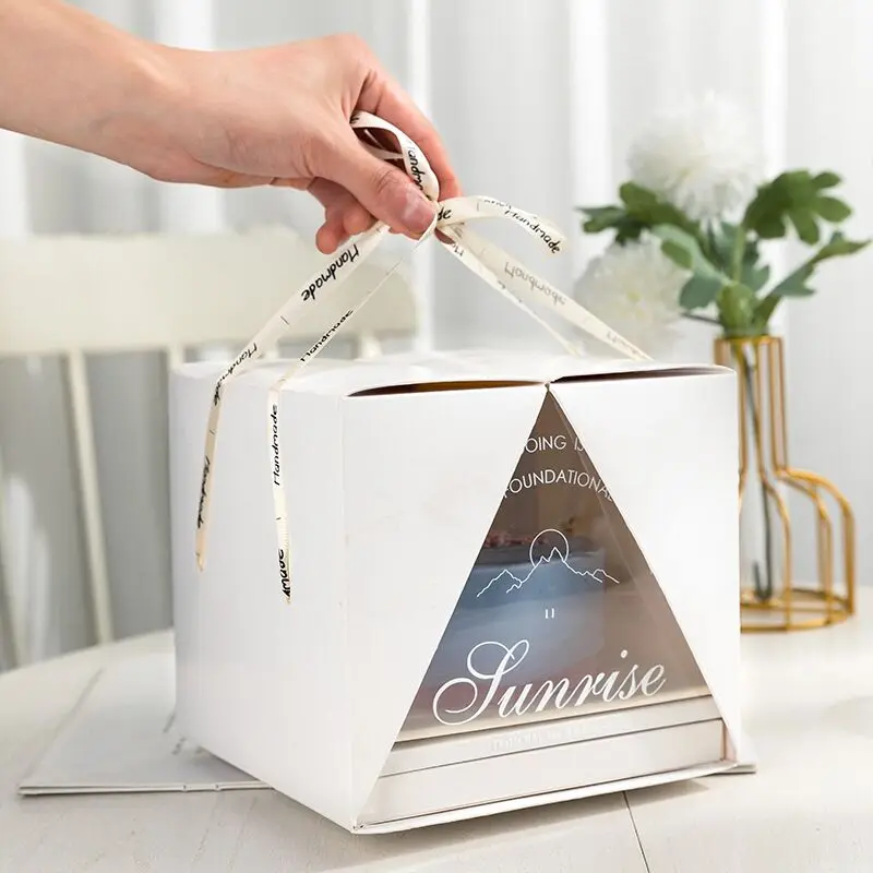 Folding Cake packaging desserts box double open transparent plastic cake box portable birthday cake packaging box