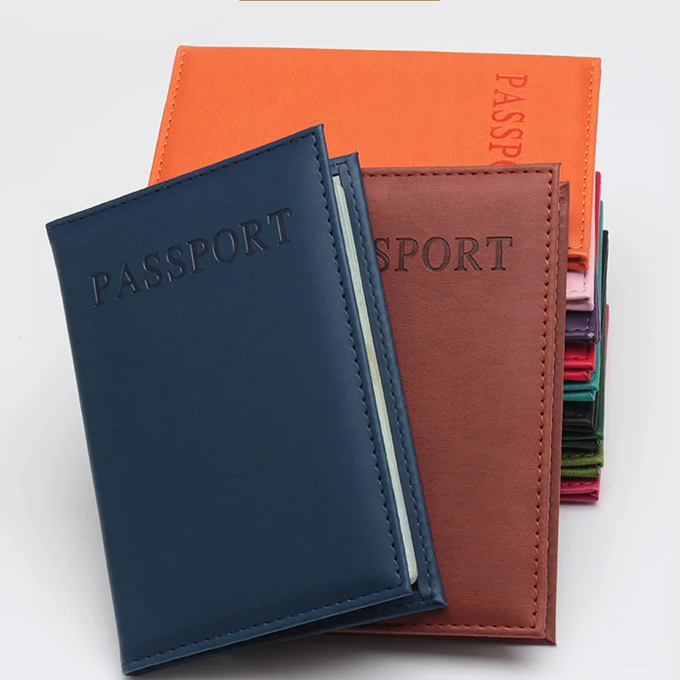 PU leather custom logo Passport Covers Travel Passport Holder ID Card Passport wallet case bag protector